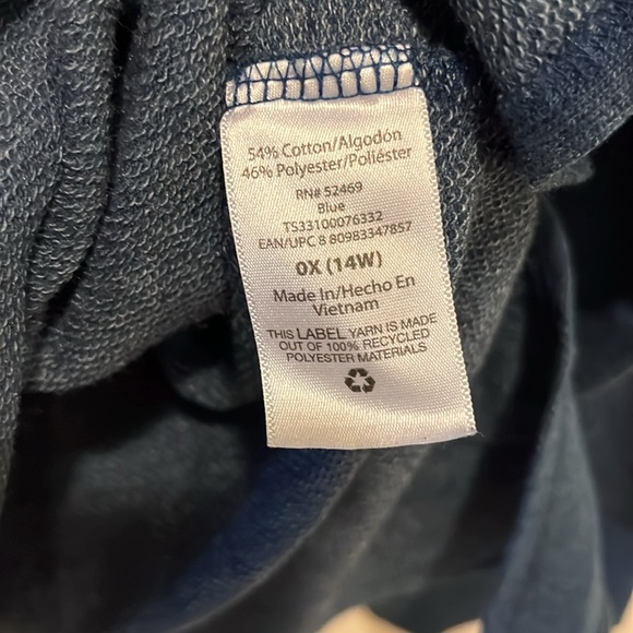 Terra & Sky blue pullover sweater, 0X - Picture 7 of 9